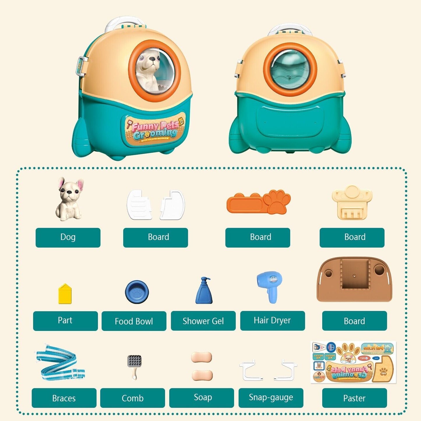 2025 Pet Care Play Set Doctor Kit For Kids, 16 Pcs Doctor Pretend Play Vet Dog Grooming Toys Puppy Dog Carrier Feeding Dog Backpack Gifts.Logistics Is Randomly Sent By UPS,USPS,FEDEX.