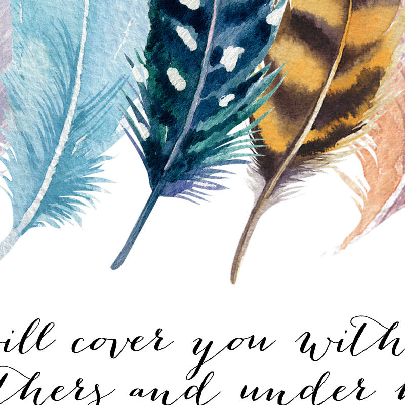 Painting Bird Feather Scripture Christian Oil Painting