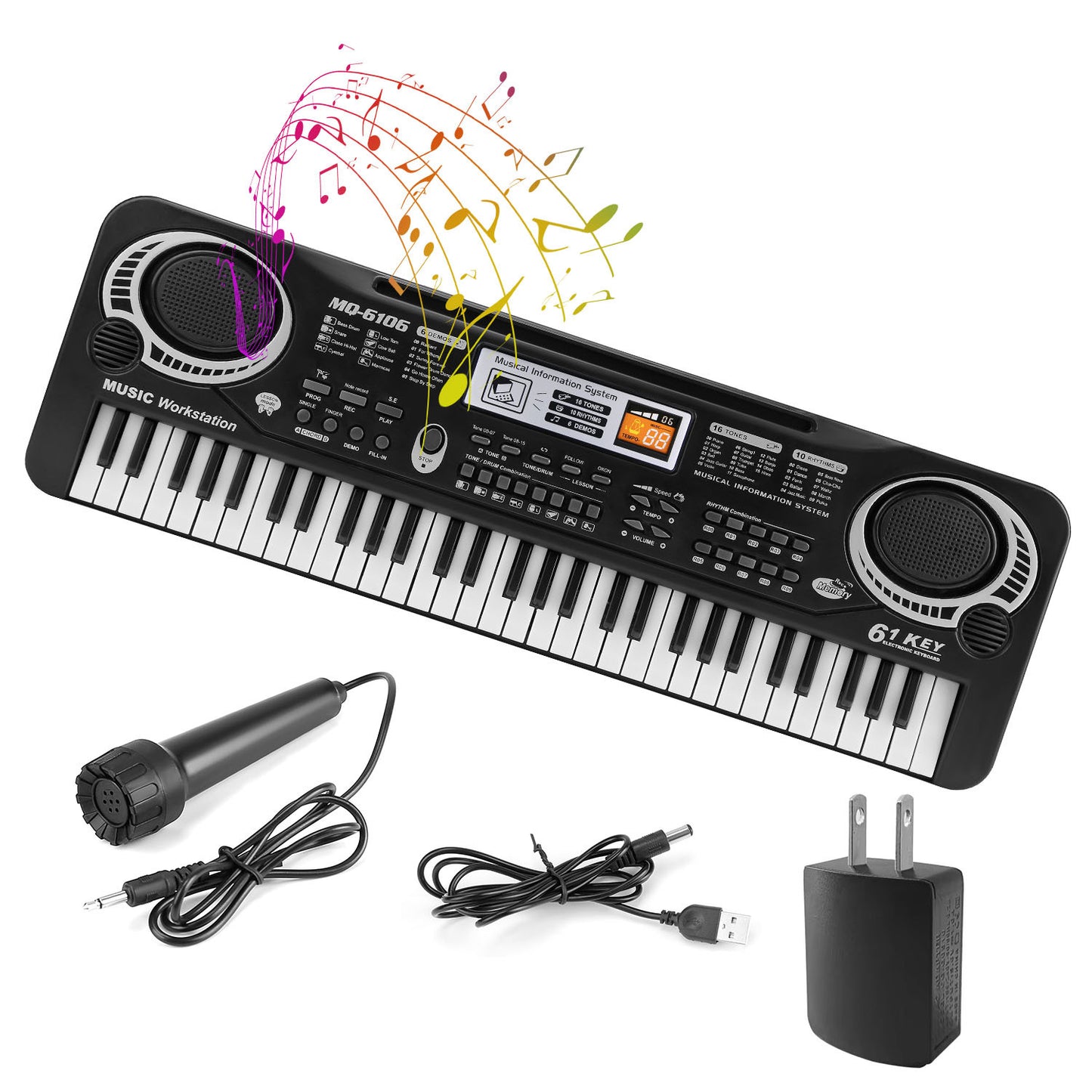 61 Keys Digital Music Electronic Keyboard Electric Piano Musical Instrument Kids Learning Keyboard With Microphone For Beginners Kids Girls Boys Adults