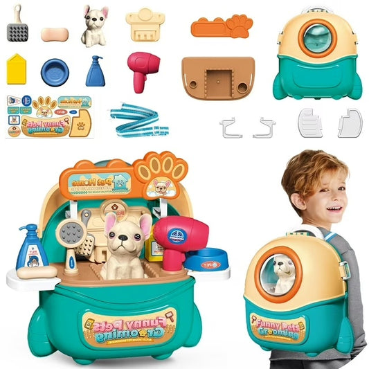 2025 Pet Care Play Set Doctor Kit For Kids, 16 Pcs Doctor Pretend Play Vet Dog Grooming Toys Puppy Dog Carrier Feeding Dog Backpack Gifts.Logistics Is Randomly Sent By UPS,USPS,FEDEX.