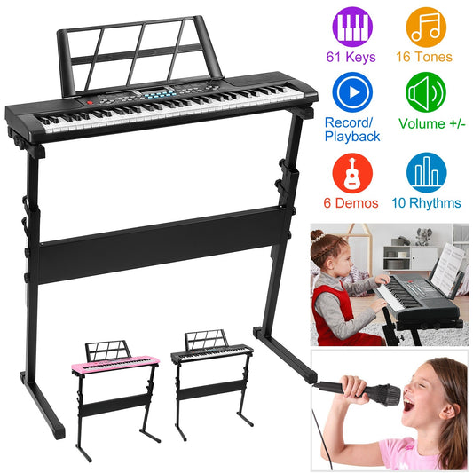 1P 61 Keys Digital Music Electronic Keyboard Electric Musical Piano Instrument Kids Learning Keyboard With Stand Microphone For Beginners