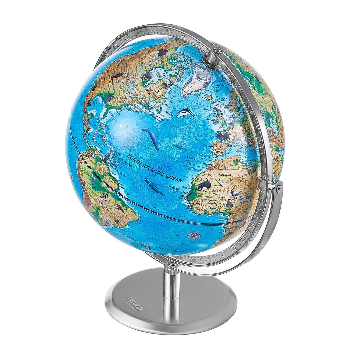 VEVOR Educational Globe For Kids, Interactive AR World Globe With AR Golden Globe APP LED Night Lighting , STEM Toy Gifts For Kids Compatible With Android Or IOS Devices