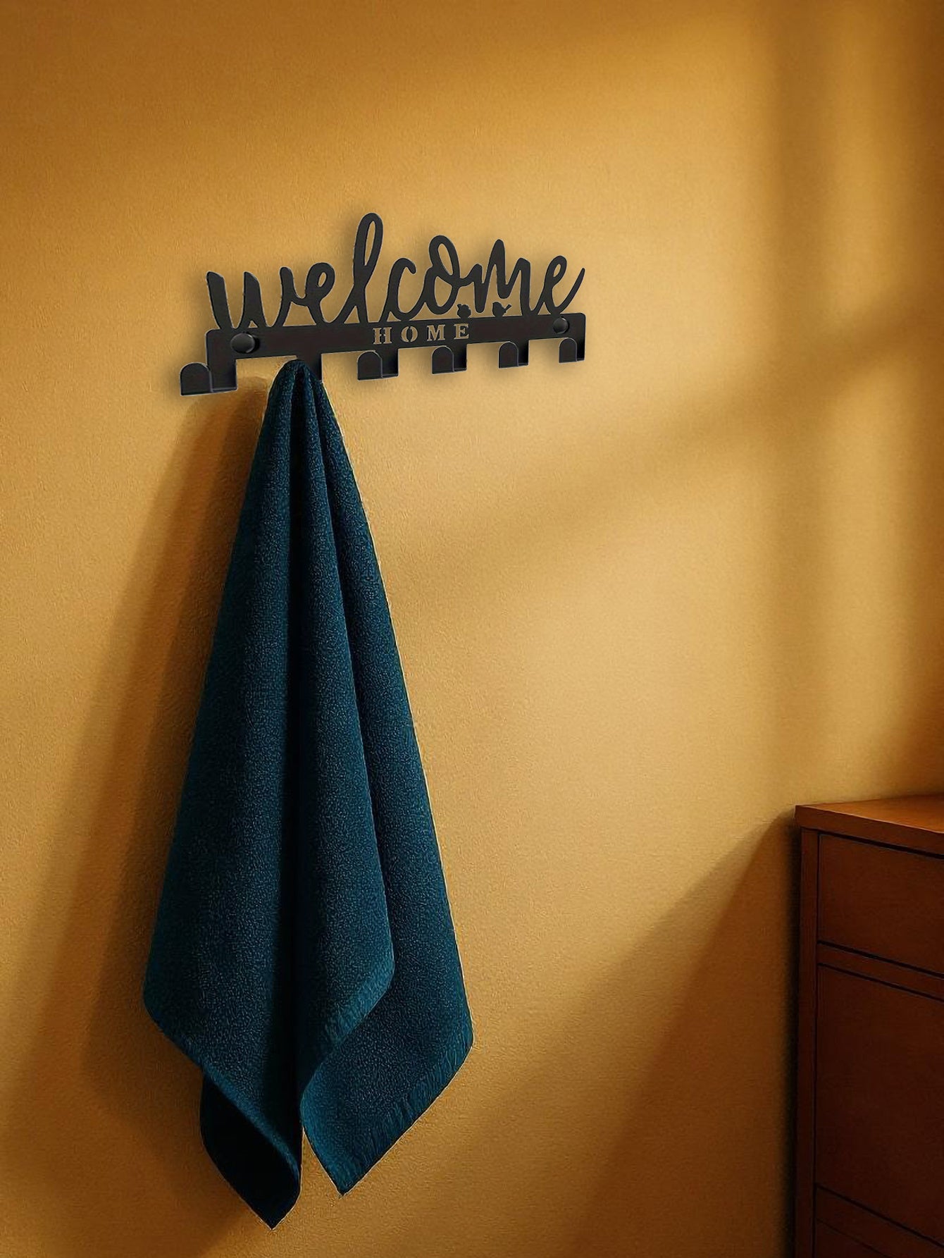 Elegant WELCOME Key Holder W 8 Hooks - Wall-Mounted Organizer For Entryway