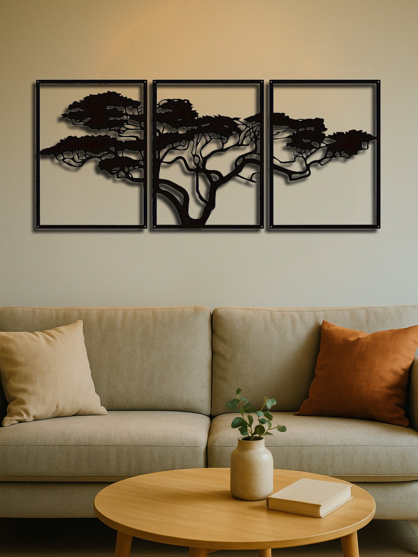 Set Of 3 Black Metal Tree Of Life Wall Arts,Stunning Boho Spiritual Decor