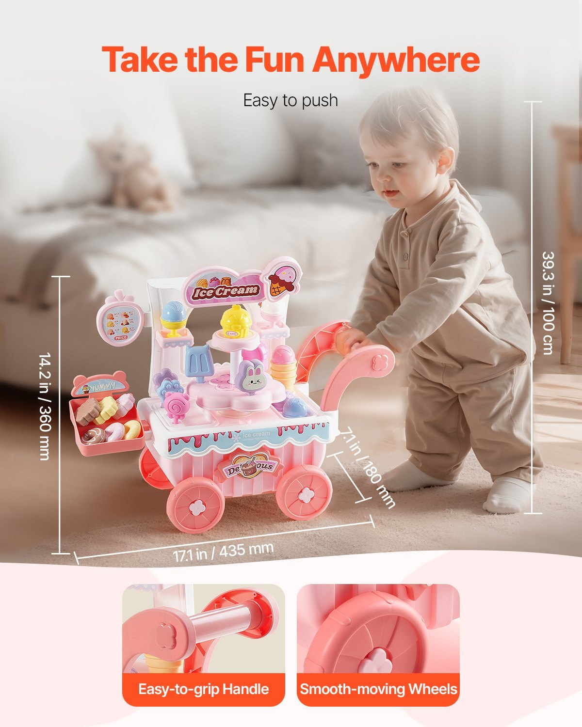 Ice Cream Cart For Kids Pretend Play Ice Cream Shop For KidsPink