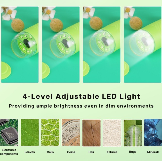 Handheld Microscope For Kids, 500-1000X Pocket Miniscope Educational Science Toys, 2'' IPS Screen Portable Handheld Digital Microscope Gifts For Birthday Christmas Science Gift