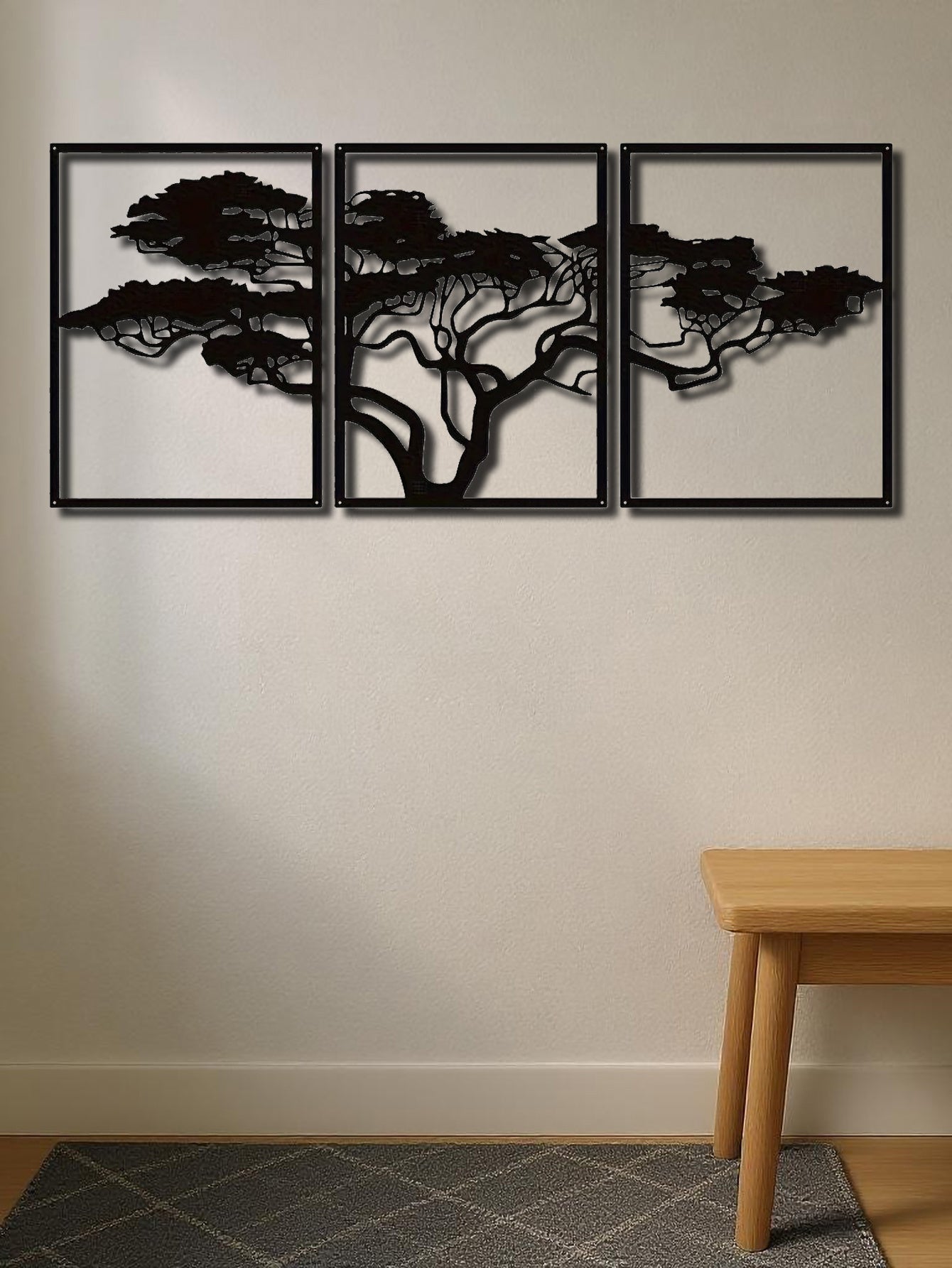 Set Of 3 Black Metal Tree Of Life Wall Arts,Stunning Boho Spiritual Decor