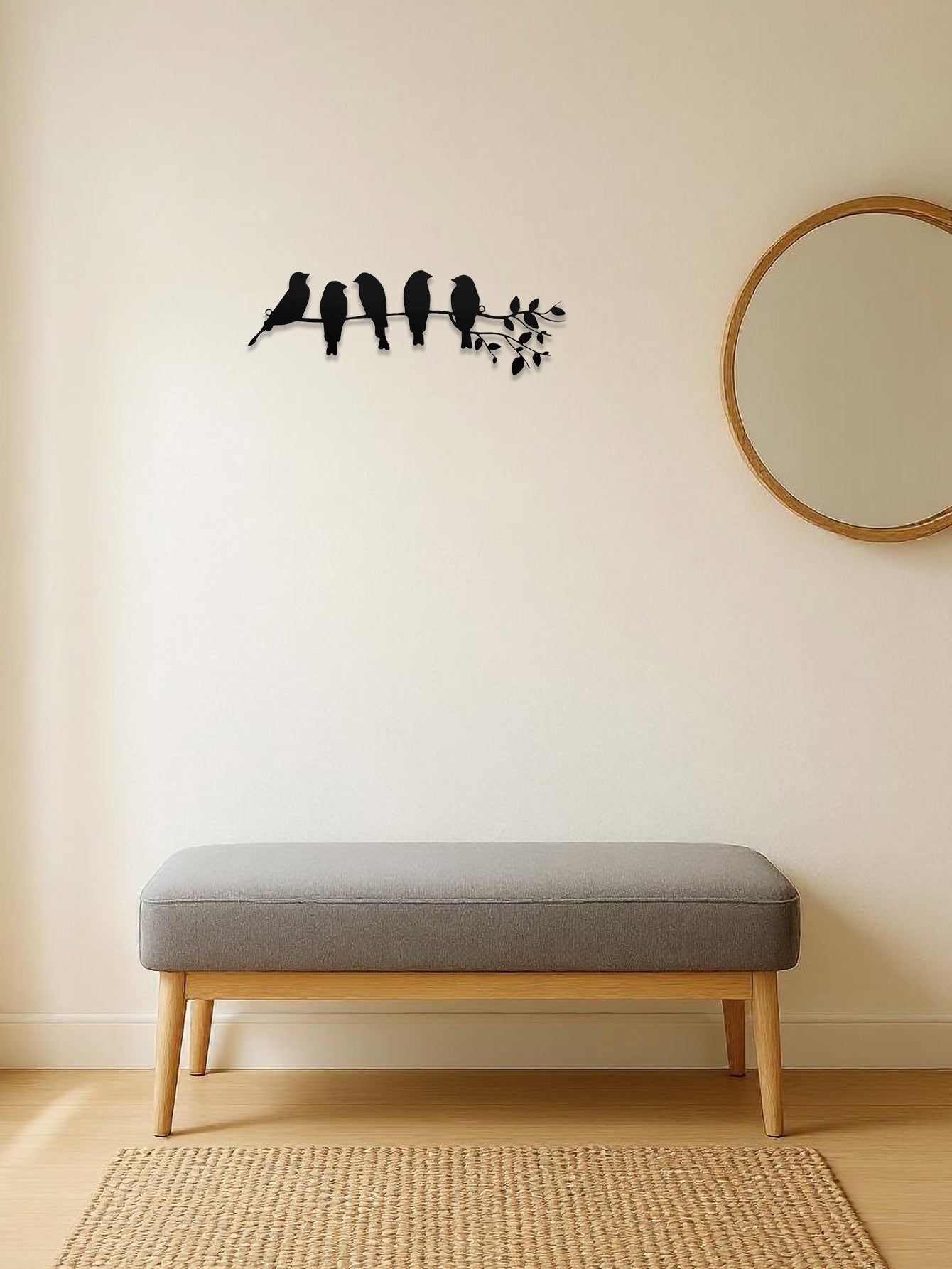 1PC Metal Bird Wall Art,Wall Ornament,The Leaves With Birds Sculpture Wall Decor