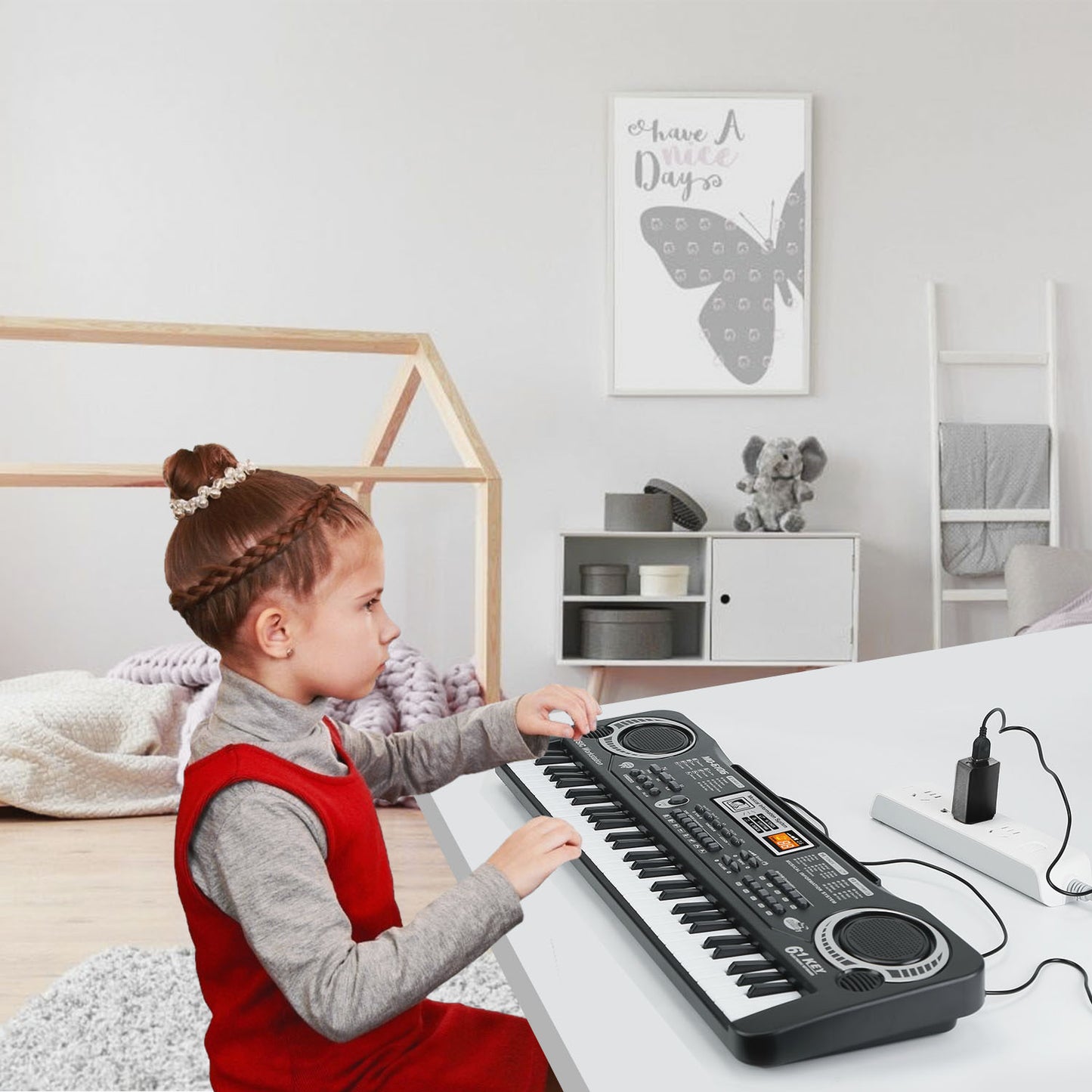 61 Keys Digital Music Electronic Keyboard Electric Piano Musical Instrument Kids Learning Keyboard With Microphone For Beginners Kids Girls Boys Adults