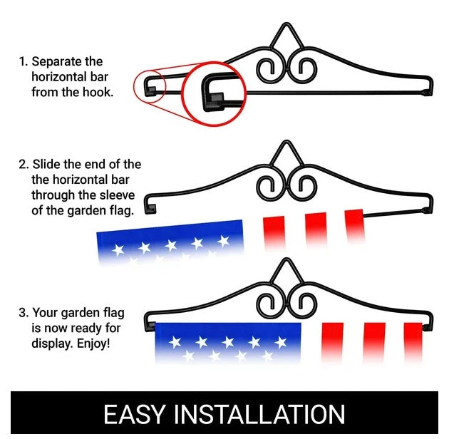 Garden Flag Wall Hanger 14.2 Inch Black Wrought Iron Small Flag Hanger Heavy Duty Garden Flag Holder