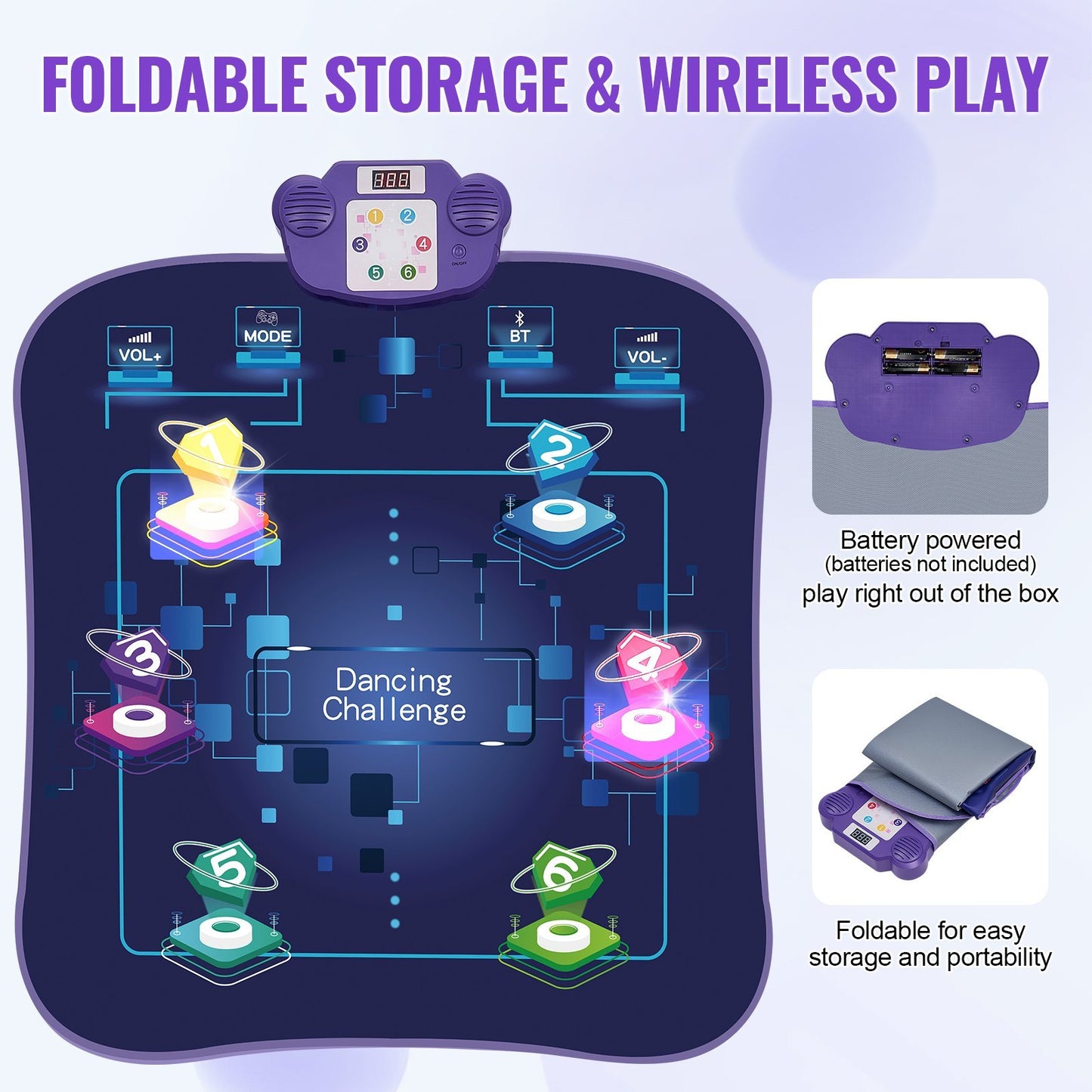 VEVOR Dance Mat For Kids Dance Pad Toy With Wireless Bluetooth Gift For 3 Girls