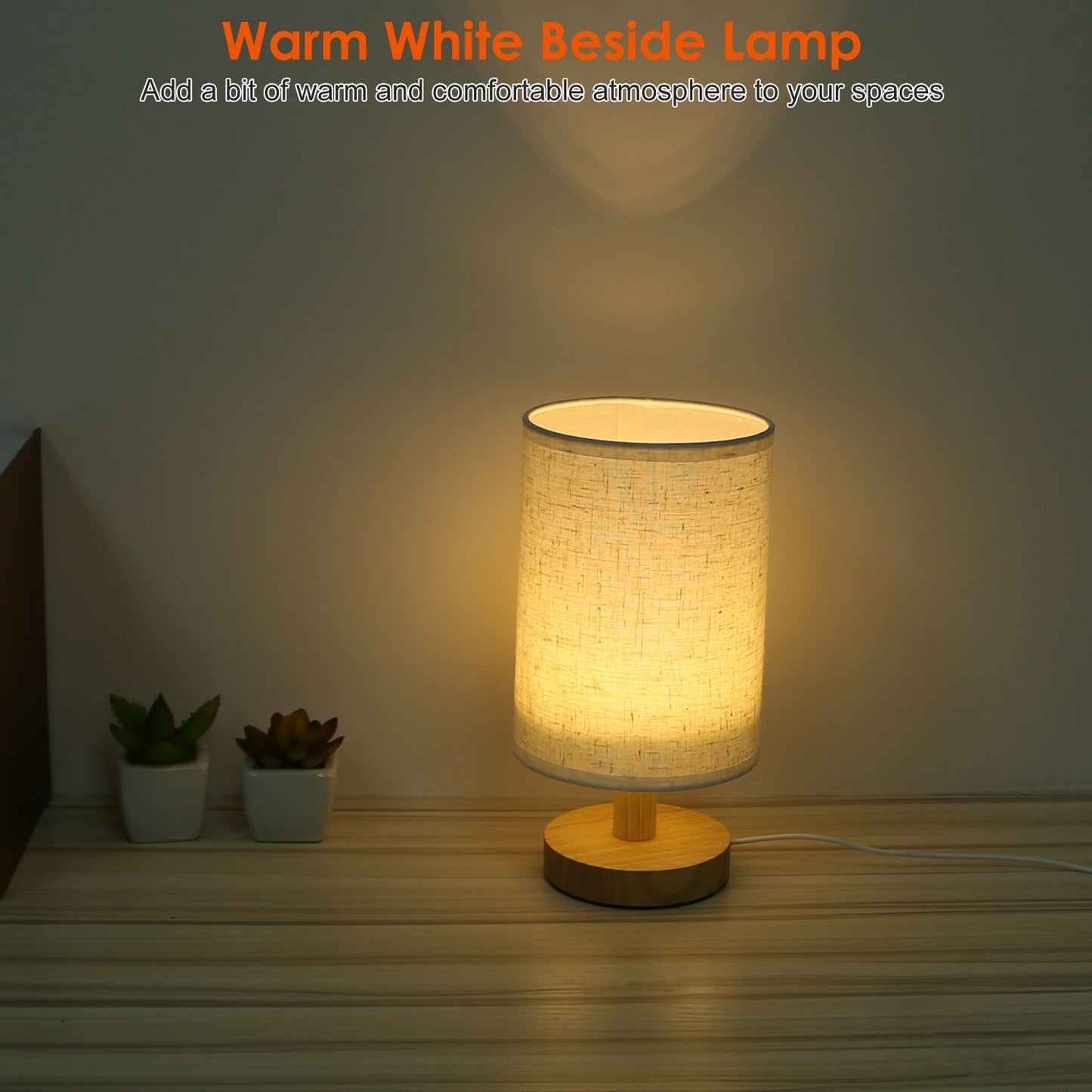 Warm White Bedside Lamp USB Plug Modern Bedroom Lamp