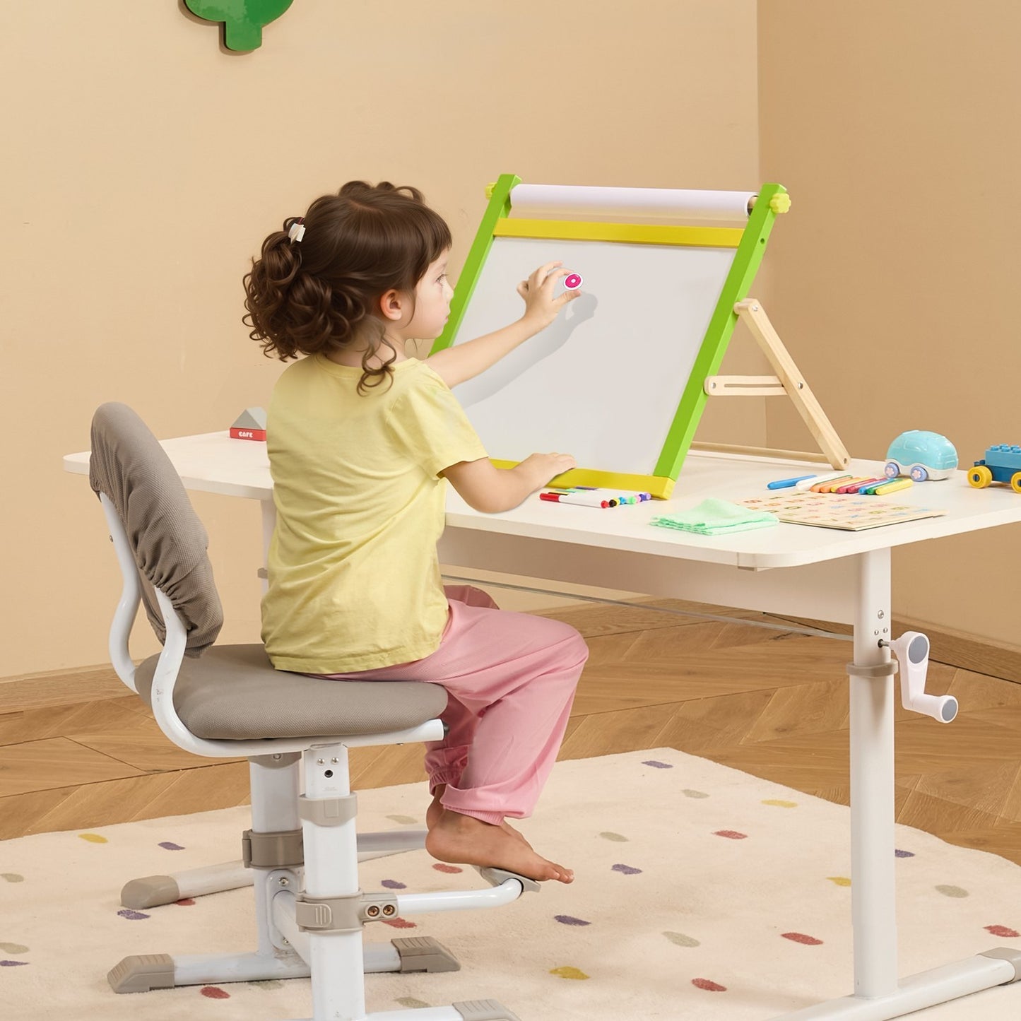 Christmas Gift VEVOR 3-in-1 Tabletop Kids Art Easel Double-Sided Magnetic Whiteboard Chalkboard