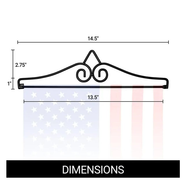 Garden Flag Wall Hanger 14.2 Inch Black Wrought Iron Small Flag Hanger Heavy Duty Garden Flag Holder
