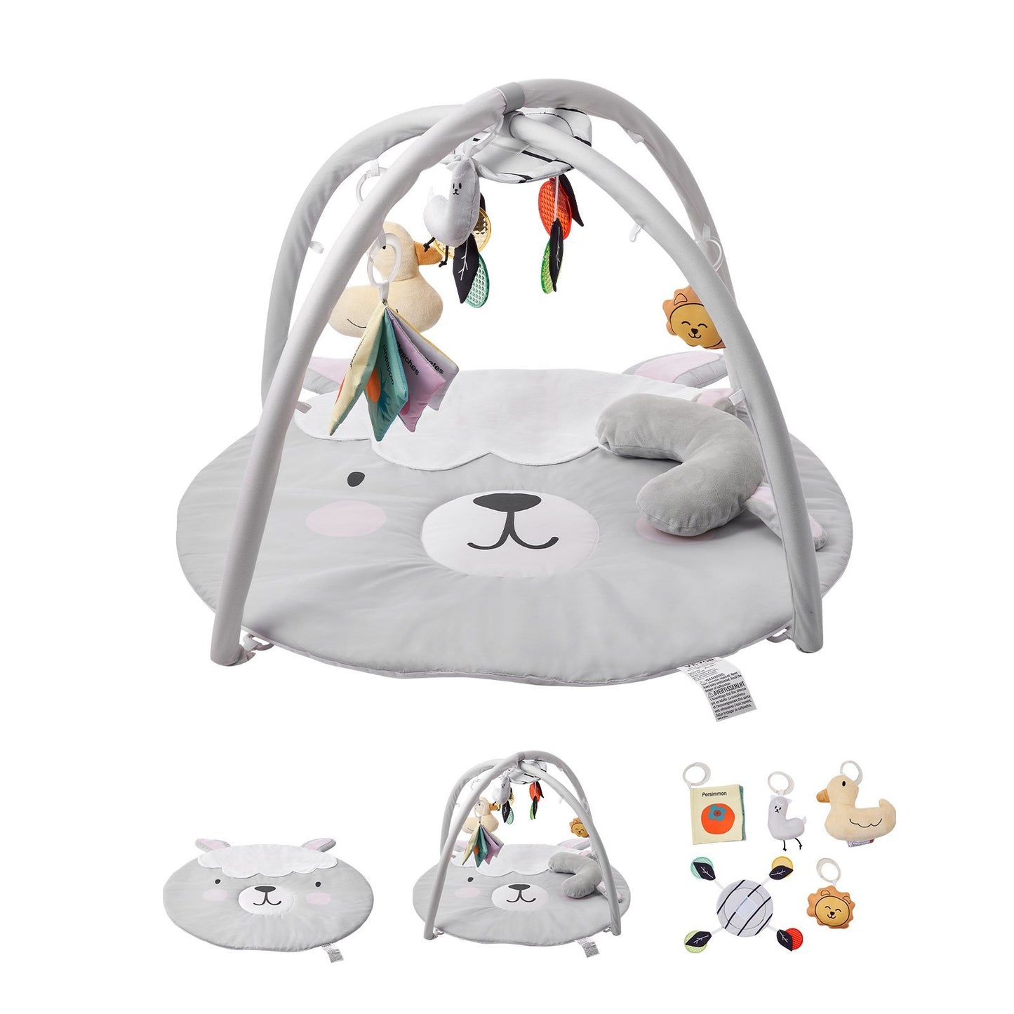 Baby Play Gym Mat Tummy Time Activity Mat With 5 Sensory Toys