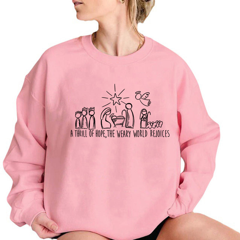 Christian Christmas Sweatshirt Nativity Scene Sweater