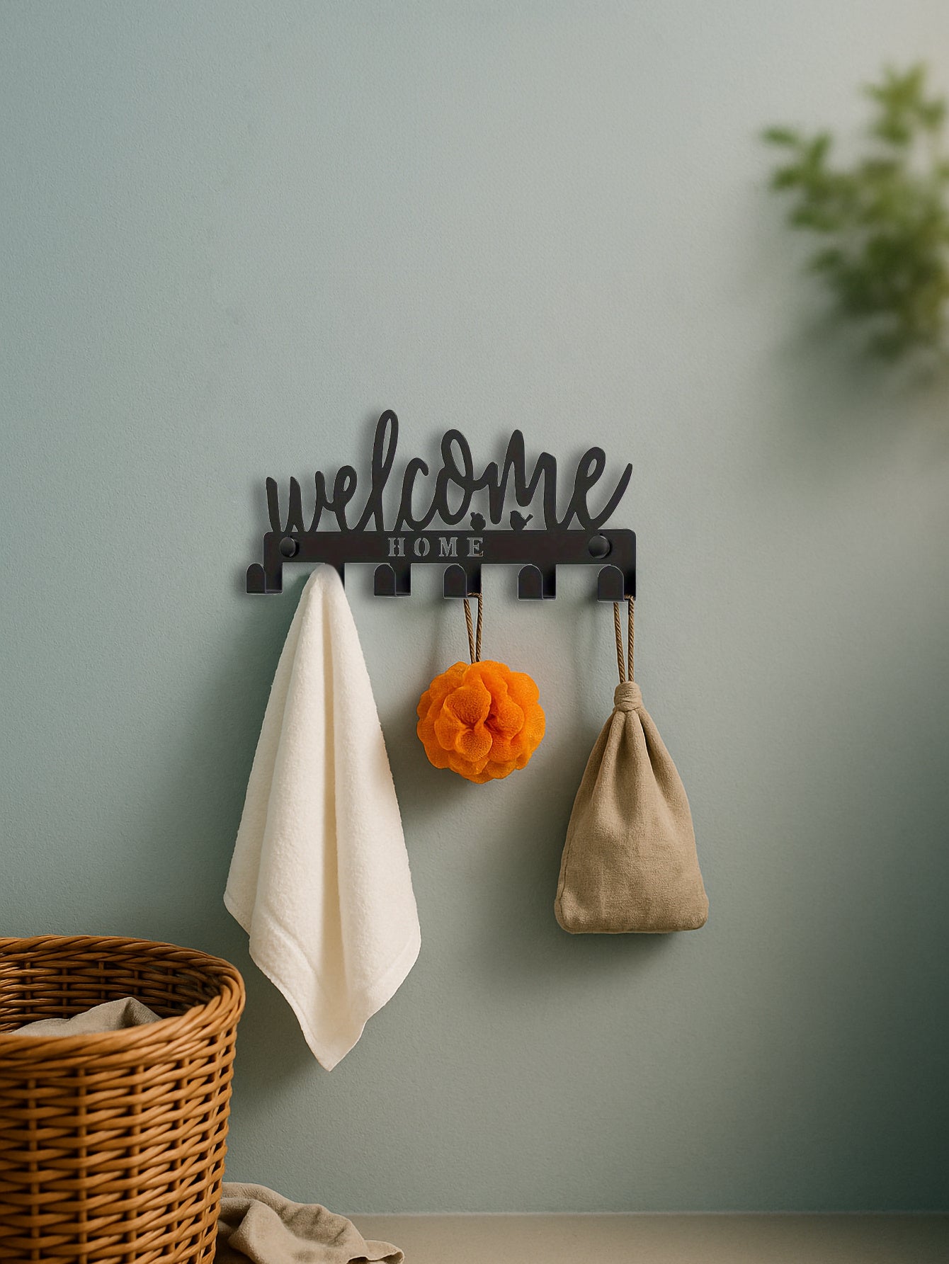 Elegant WELCOME Key Holder W 8 Hooks - Wall-Mounted Organizer For Entryway