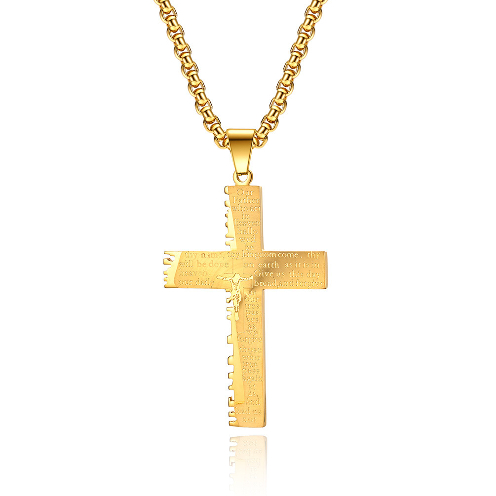 Christian Jesus Cross Necklace Double Men's - Image 7