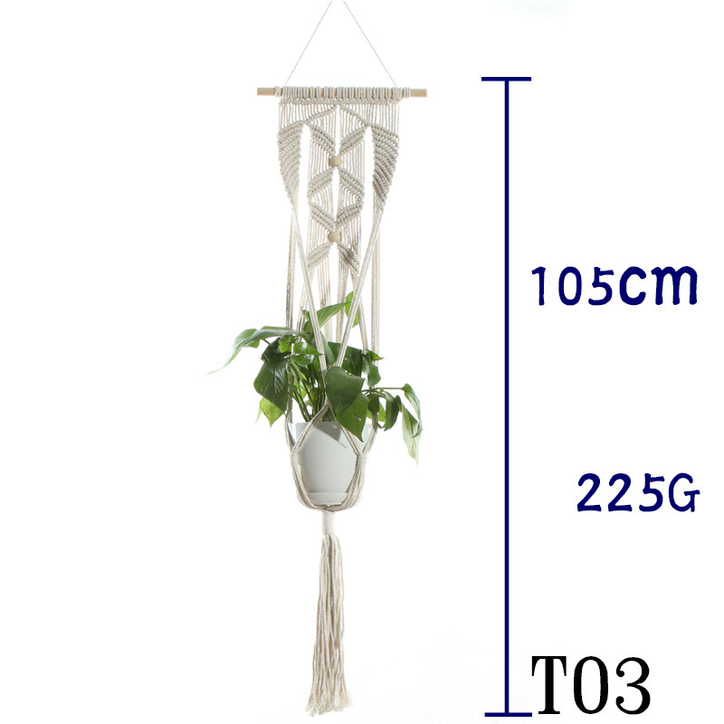Flower Pot Net Bag Beige Cotton Rope Indoor Plant Hanger Hanging Basket Sling - Image 7