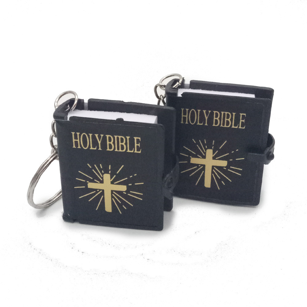 Mini English HOLY BIBLE Key Chains Real Paper Readable Bible Christian Keyrings Car Key Chains Bag Ornaments Religious Jewelry - Image 9