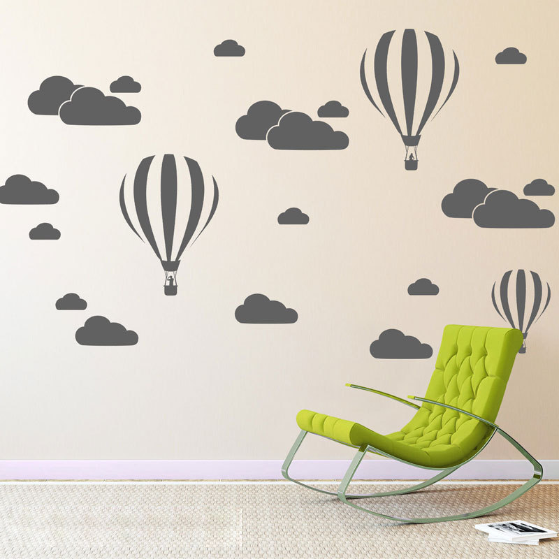 Hot air balloon white cloud wall stickers - Image 2