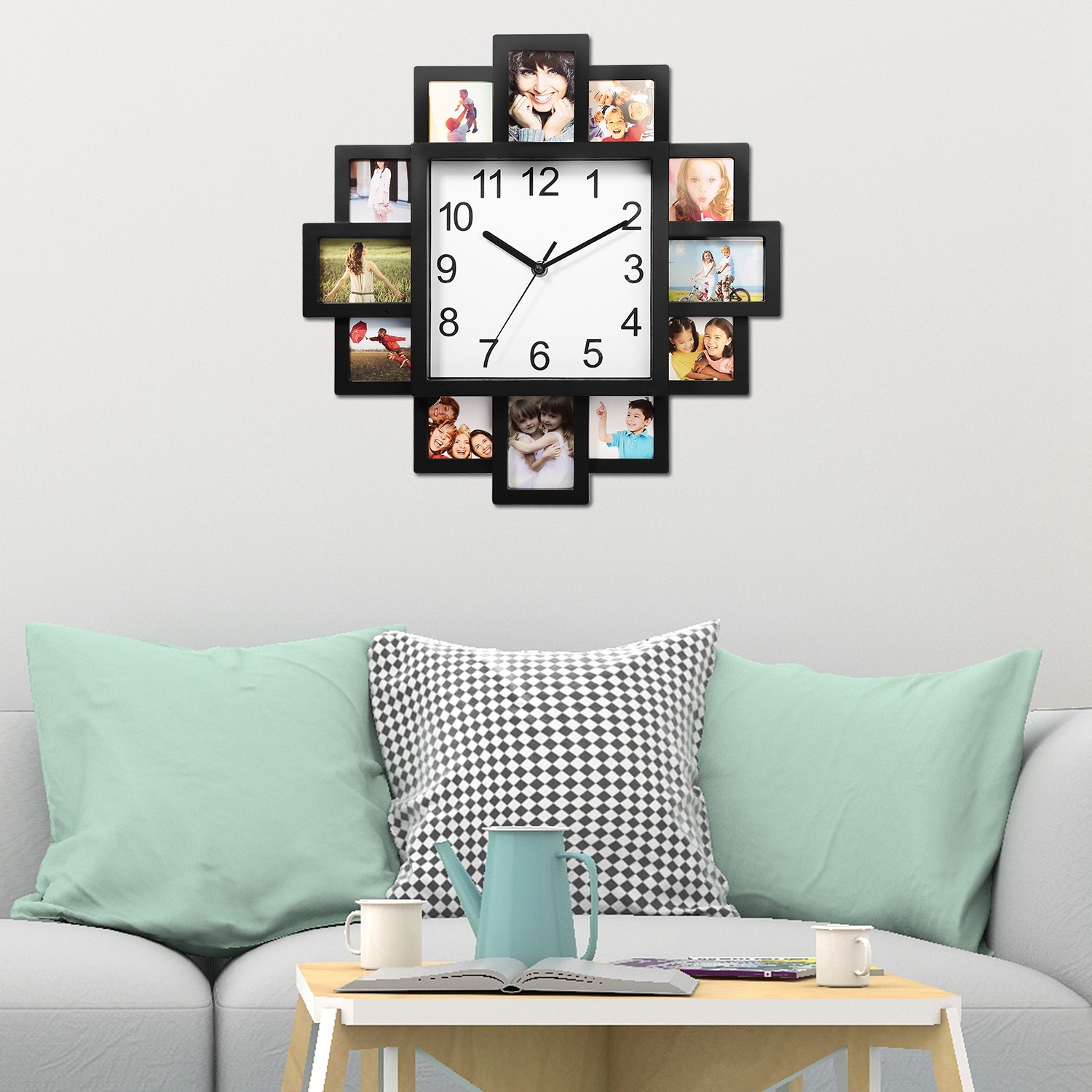 1Pc Photo Frame Clock Picture Collage 12-Picture Display Wall Clock Photowall Wall Hanging Home Decor - Image 10