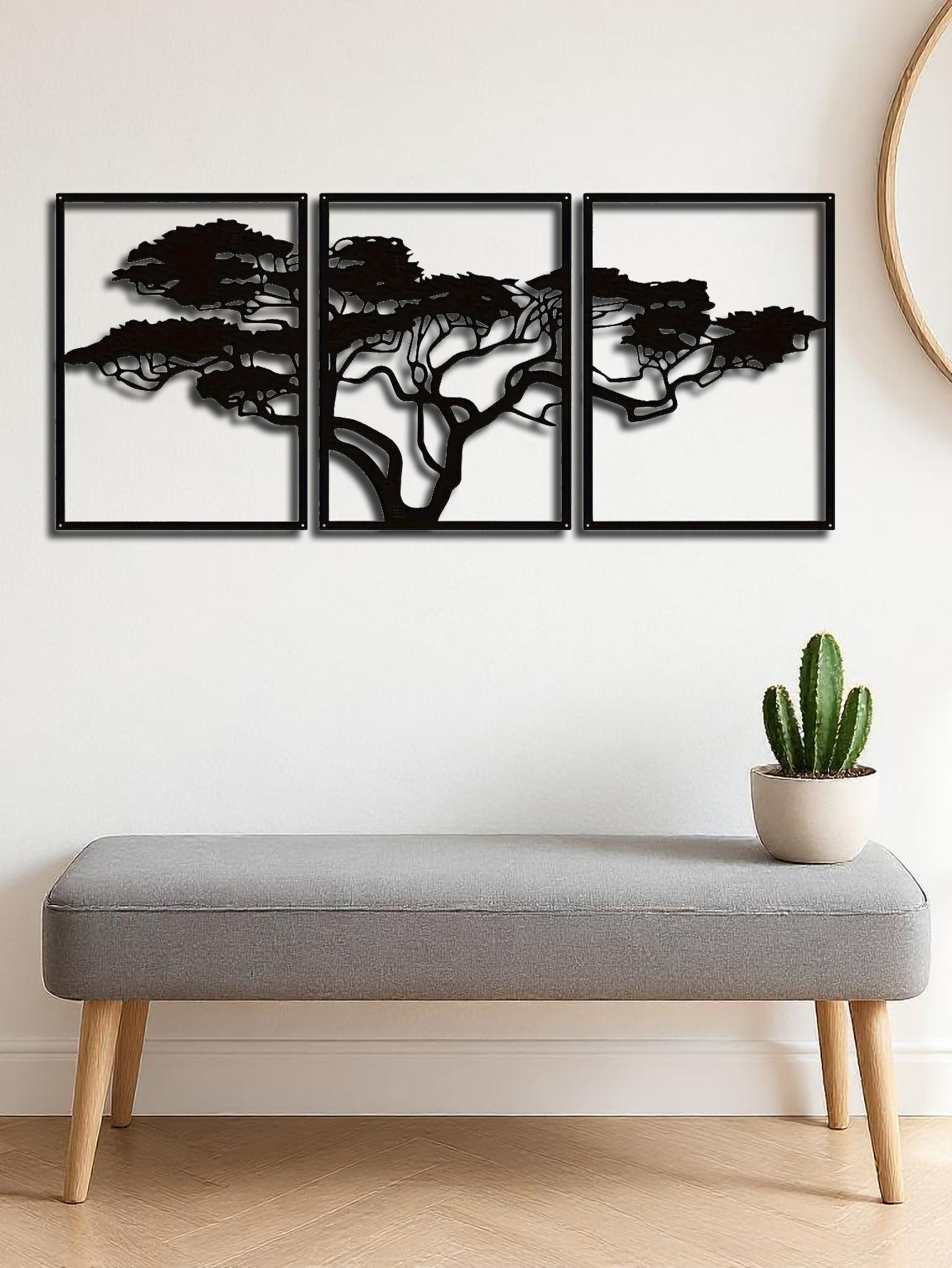 Set Of 3 Black Metal Tree Of Life Wall Arts,Stunning Boho Spiritual Decor
