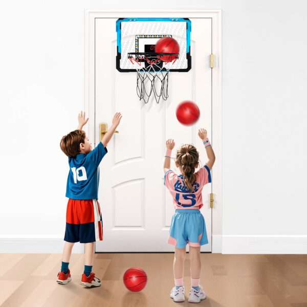 Kids Basketball Hoop With LED Lights & Audio Scoreboard Indoor Basketball Hoop