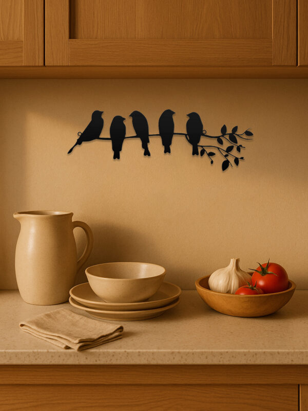 1PC Metal Bird Wall Art,Wall Ornament,The Leaves With Birds Sculpture Wall Decor