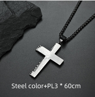 Christian Jesus Cross Necklace Double Men's - Image 10