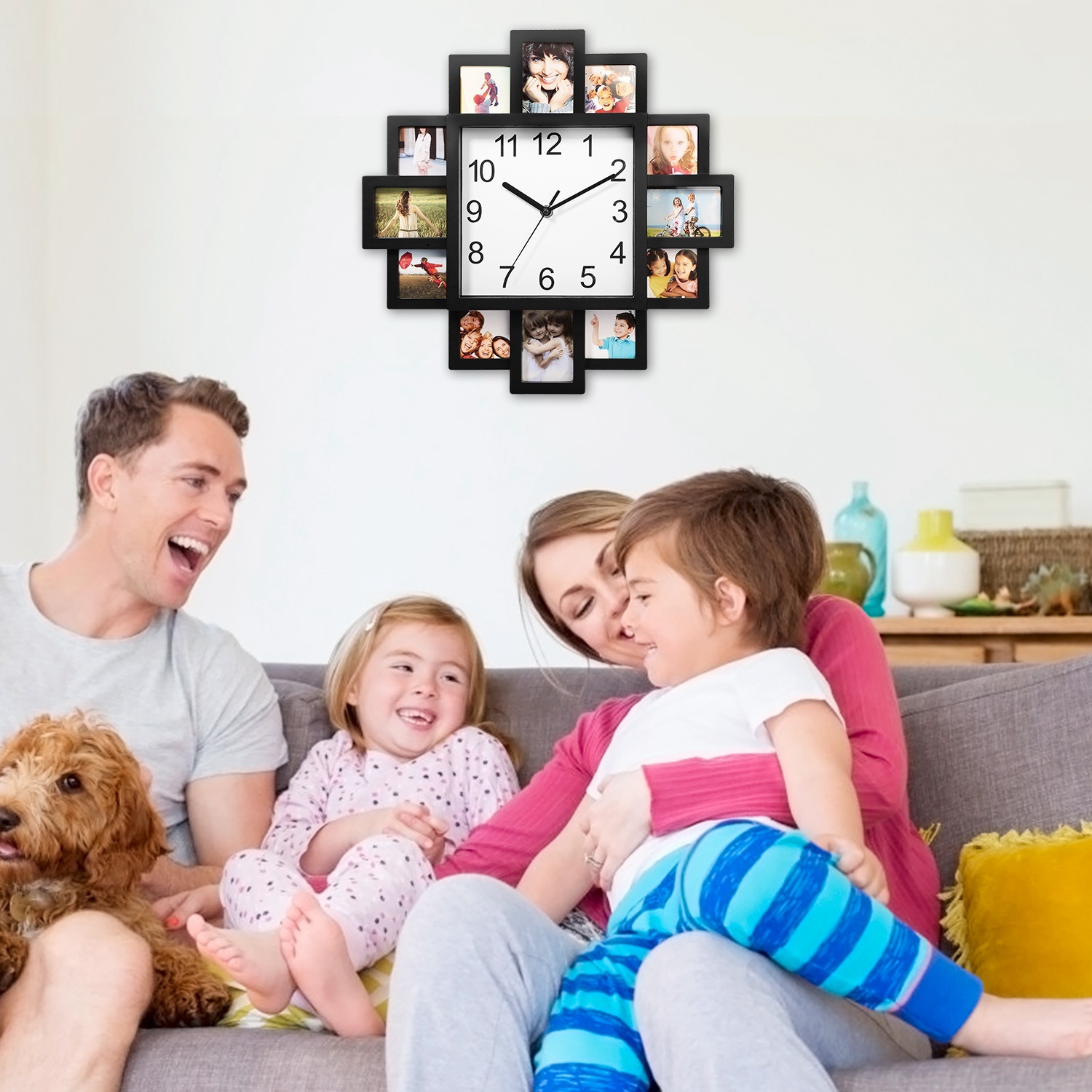 1Pc Photo Frame Clock Picture Collage 12-Picture Display Wall Clock Photowall Wall Hanging Home Decor - Image 4